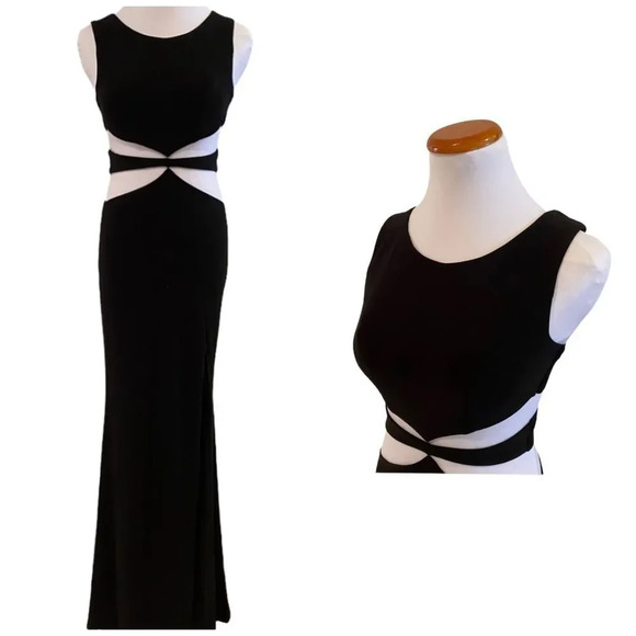 Jodi Kristopher Floor-Length Black Cutout Dress - Picture 2 of 10
